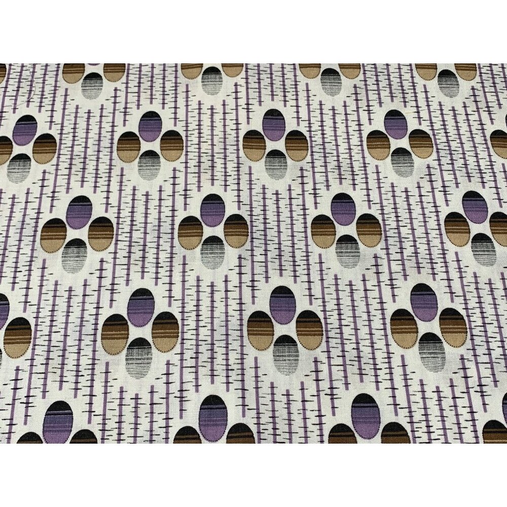 Retro Purple & Brown Abstract Cotton Fabric Robert Kaufman 44" x 1/4 yard DIY Se